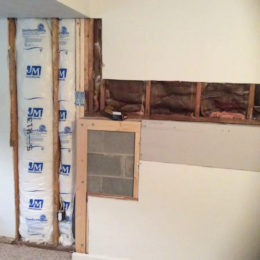 Wall insulation replacement during Basement Flood Cleanup in Farmington Hills